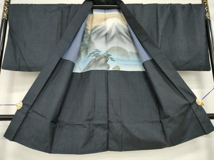 平和屋着物●男性　本場大島紬　アンサンブル・長襦袢(袷)セット　100亀甲　総詰め　正絹　逸品　AABI9695ck