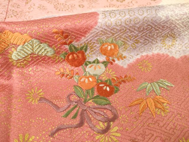 平和屋着物●訪問着　絞り　刺繍　雲重ね花文　正絹　逸品　AABI9696ck