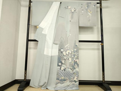 平和屋着物●訪問着　友禅　作家物　立波花文　正絹　逸品　AABI9697ck