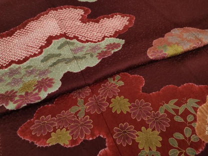 平和屋着物●訪問着　絞り　雲重ね文　金彩　正絹　逸品　AABI9698ck