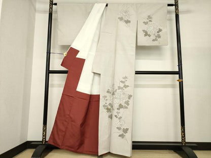 平和屋着物●訪問着　紬地　乱菊　正絹　逸品　AABI9700ck