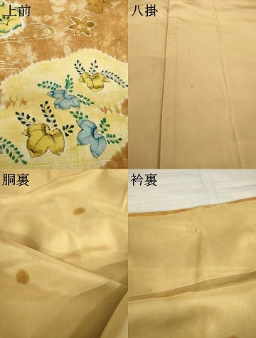 平和屋着物●訪問着　紬地　絞り　流水花文　正絹　逸品　AABI9703ck