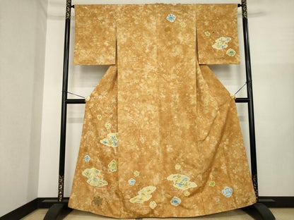平和屋着物●訪問着　紬地　絞り　流水花文　正絹　逸品　AABI9703ck