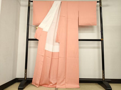 平和屋着物●本草木染作家　瑞鳳　色無地　紋意匠　東雲色　高島屋扱い　正絹　逸品　AABI9706ck