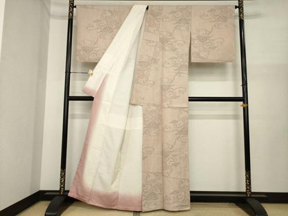 平和屋着物●結城紬　100亀甲　流水片輪車文　正絹　逸品　AABI9709ck
