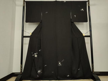 平和屋着物●訪問着　総刺繍　舞花文　金銀糸　正絹　逸品　AABI9710ck