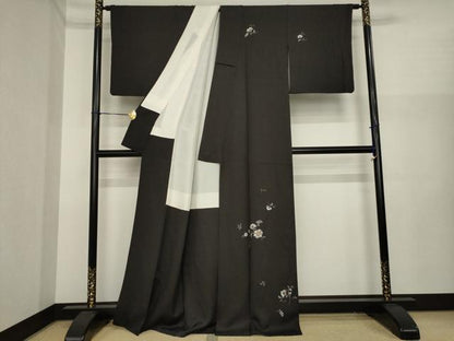 平和屋着物●訪問着　総刺繍　舞花文　金銀糸　正絹　逸品　AABI9710ck