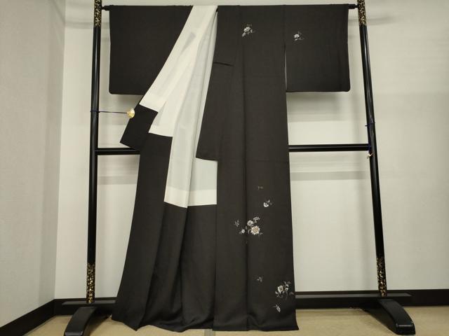 平和屋着物●訪問着　総刺繍　舞花文　金銀糸　正絹　逸品　AABI9710ck