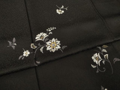 平和屋着物●訪問着　総刺繍　舞花文　金銀糸　正絹　逸品　AABI9710ck