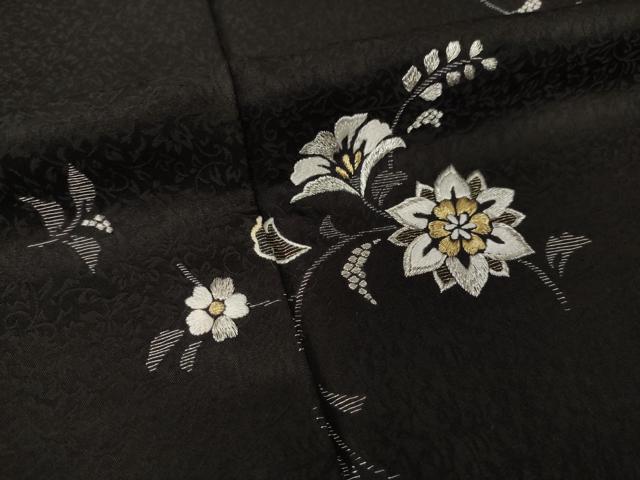 平和屋着物●訪問着　総刺繍　舞花文　金銀糸　正絹　逸品　AABI9710ck
