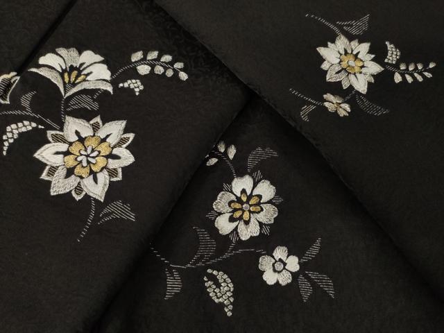 平和屋着物●訪問着　総刺繍　舞花文　金銀糸　正絹　逸品　AABI9710ck