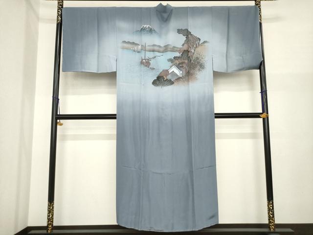 平和屋着物●男性　紬　アンサンブル・長襦袢(袷)セット　色無地　留紺色　正絹　逸品　未使用　AABI9713ck