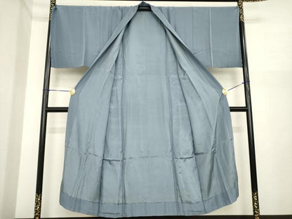 平和屋着物●男性　紬　アンサンブル・長襦袢(袷)セット　色無地　留紺色　正絹　逸品　未使用　AABI9713ck
