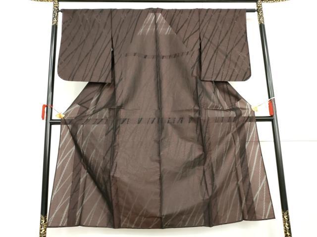 平和屋着物＊夏物　小紋　紗　斜縞　金通し地　正絹　逸品　未使用　AABI9723cs