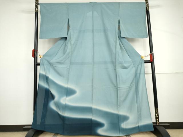 平和屋着物＊夏物　色留袖　縦絽　流水文　暈し染め　正絹　逸品　AABI9725cs