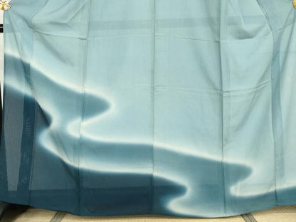 平和屋着物＊夏物　色留袖　縦絽　流水文　暈し染め　正絹　逸品　AABI9725cs