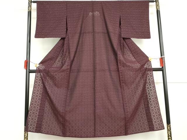 平和屋着物＊夏物　お召　風通紗　花格子　正絹　逸品　AABI9728cs