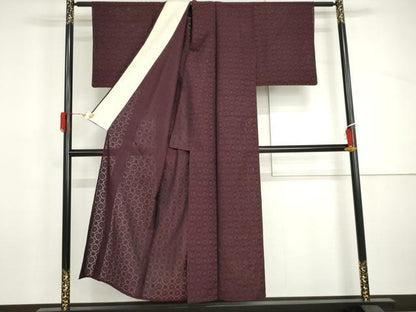 平和屋着物＊夏物　お召　風通紗　花格子　正絹　逸品　AABI9728cs