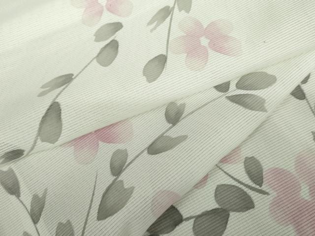 平和屋着物＊夏物　小紋　絽　枝花文　洗える着物　AABI9732cs