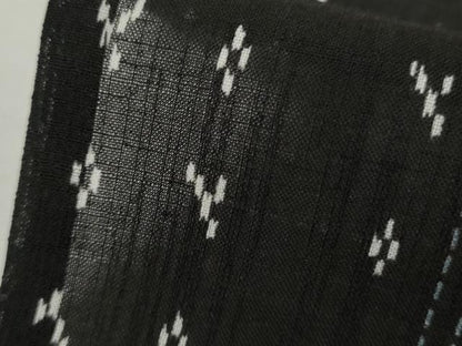 平和屋着物＊夏物　小紋　紗　花間道　黒地　洗える着物　AABI9734cs