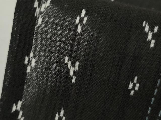 平和屋着物＊夏物　小紋　紗　花間道　黒地　洗える着物　AABI9734cs