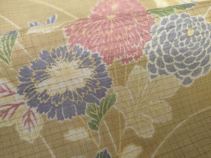 平和屋着物＊夏物　小紋　絽　枝花文　洗える着物　未使用　AABI9735cs