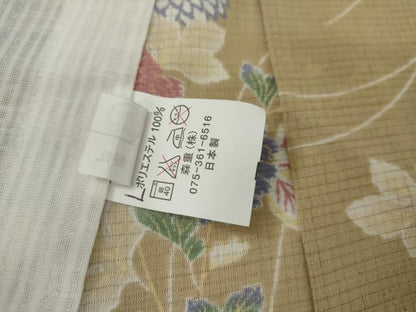 平和屋着物＊夏物　小紋　絽　枝花文　洗える着物　未使用　AABI9735cs