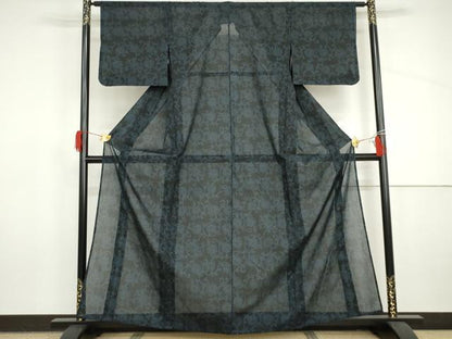 平和屋着物＊夏物　小紋　花唐草文　洗える着物　AABI9736cs