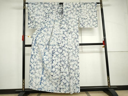 平和屋着物＊夏物　小紋　絽　草花文　洗える着物　AABI9737cs