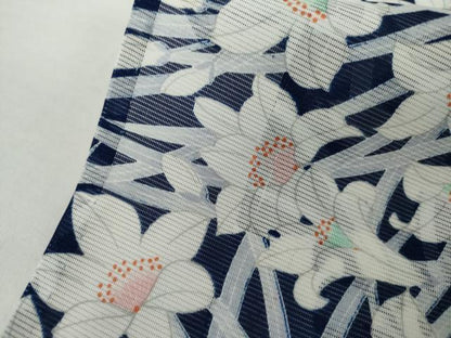 平和屋着物＊夏物　小紋　絽　草花文　洗える着物　AABI9737cs