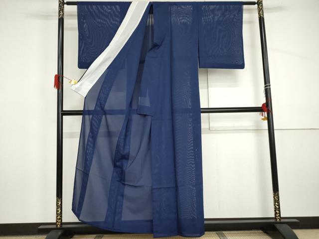 平和屋着物＊夏物　色無地　瑠璃紺色　洗える着物　AABI9738cs
