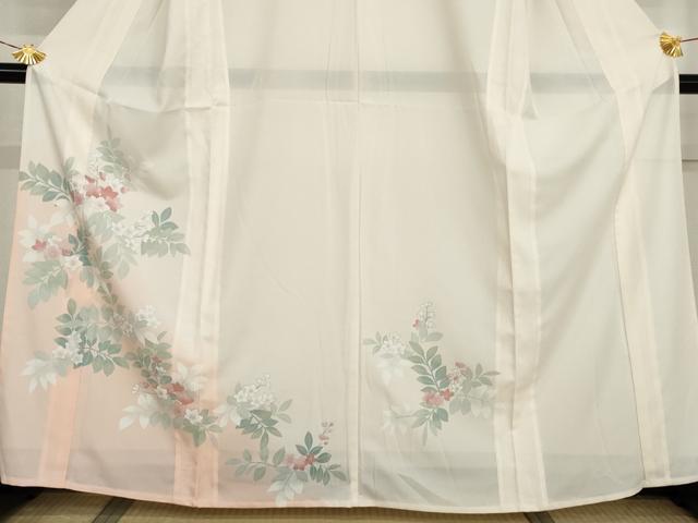 平和屋着物＊夏物　訪問着　絽　枝花文　暈し染め　銀彩　洗える着物　AABI9740cs