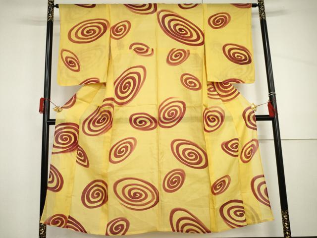 平和屋着物＊夏物　小紋　絹紅梅　渦　正絹　逸品　AABI9741cs