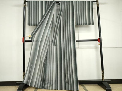 平和屋着物＊夏物　小紋　霞縞　洗える着物　AABI9745cs