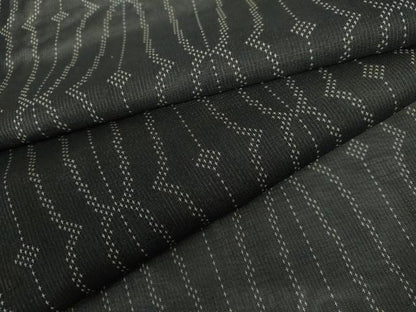 平和屋着物＊夏物　お召　風通紗　幾何学文様　黒地　正絹　逸品　AABI9746cs