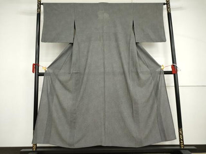平和屋着物＊夏物　江戸小紋　絽　鮫小紋柄　両面染　黒地　正絹　逸品　AABI9747cs