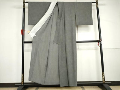 平和屋着物＊夏物　江戸小紋　絽　鮫小紋柄　両面染　黒地　正絹　逸品　AABI9747cs