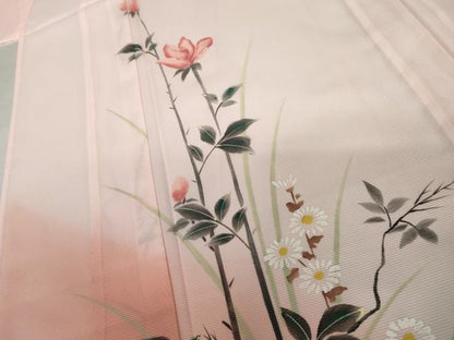 平和屋着物＊夏物　訪問着　絽　手描き　枝花文　暈し染め　洗える着物　AABI9749cs
