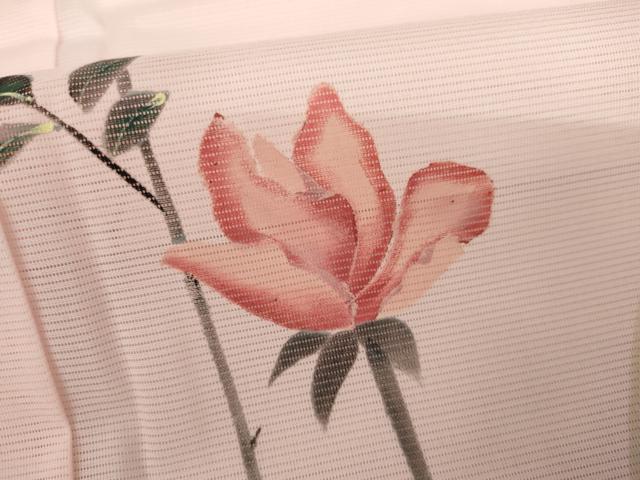 平和屋着物＊夏物　訪問着　絽　手描き　枝花文　暈し染め　洗える着物　AABI9749cs