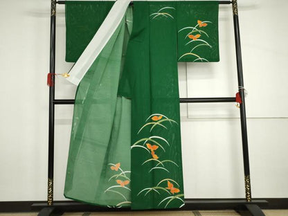 平和屋着物＊夏物　訪問着　絽　芝花文　金彩　洗える着物　AABI9753cs