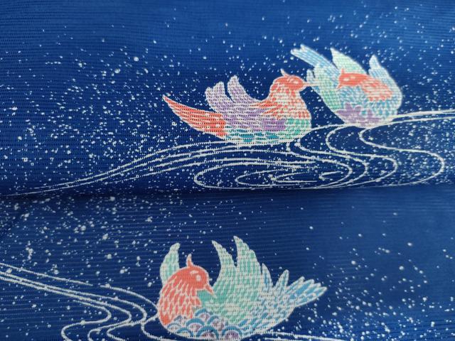 平和屋着物＊夏物　小紋　絽　鴛鴦　洗える着物　AABI9754cs