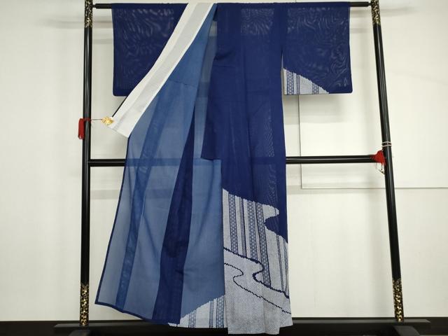 平和屋着物＊夏物　訪問着　絽　鹿の子麻の葉文様　洗える着物　AABI9755cs