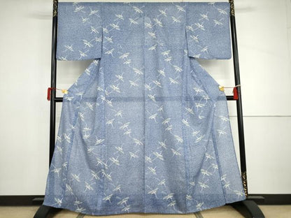 平和屋着物＊夏物　小紋　絽　飛鶴文　洗える着物　AABI9756cs