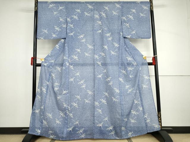 平和屋着物＊夏物　小紋　絽　飛鶴文　洗える着物　AABI9756cs