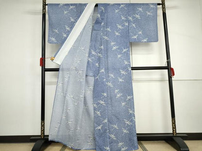 平和屋着物＊夏物　小紋　絽　飛鶴文　洗える着物　AABI9756cs