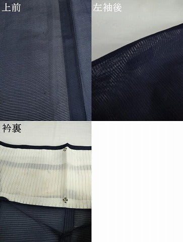 平和屋着物＊夏物　色無地　絽　紺青色　正絹　逸品　AABI9758cs