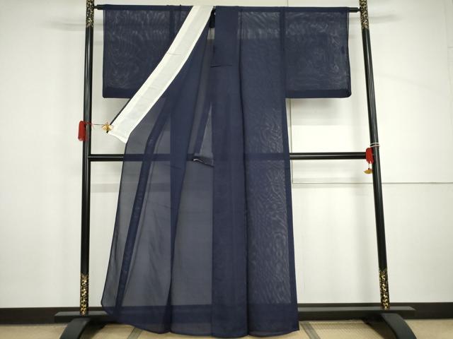 平和屋着物＊夏物　色無地　絽　紺青色　正絹　逸品　AABI9758cs