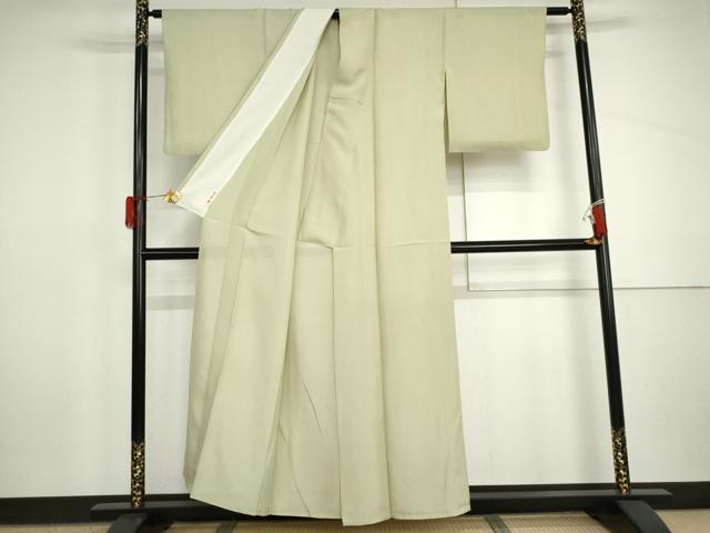平和屋着物＊夏物　色無地　絽　女郎花色　正絹　逸品　AABI9761cs