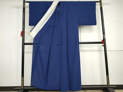 平和屋着物＊夏物　色無地　絽　瑠璃紺色　正絹　逸品　AABI9764cs