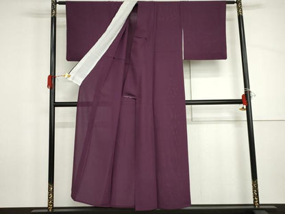 平和屋着物＊夏物　色無地　絽　葡萄色　正絹　逸品　AABI9765cs